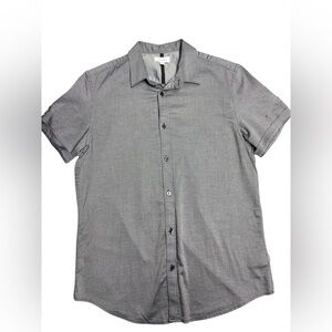 Calvin Klein Gray Men's Size Medium Button Down Short Sleeve Shirt 100% COTTON